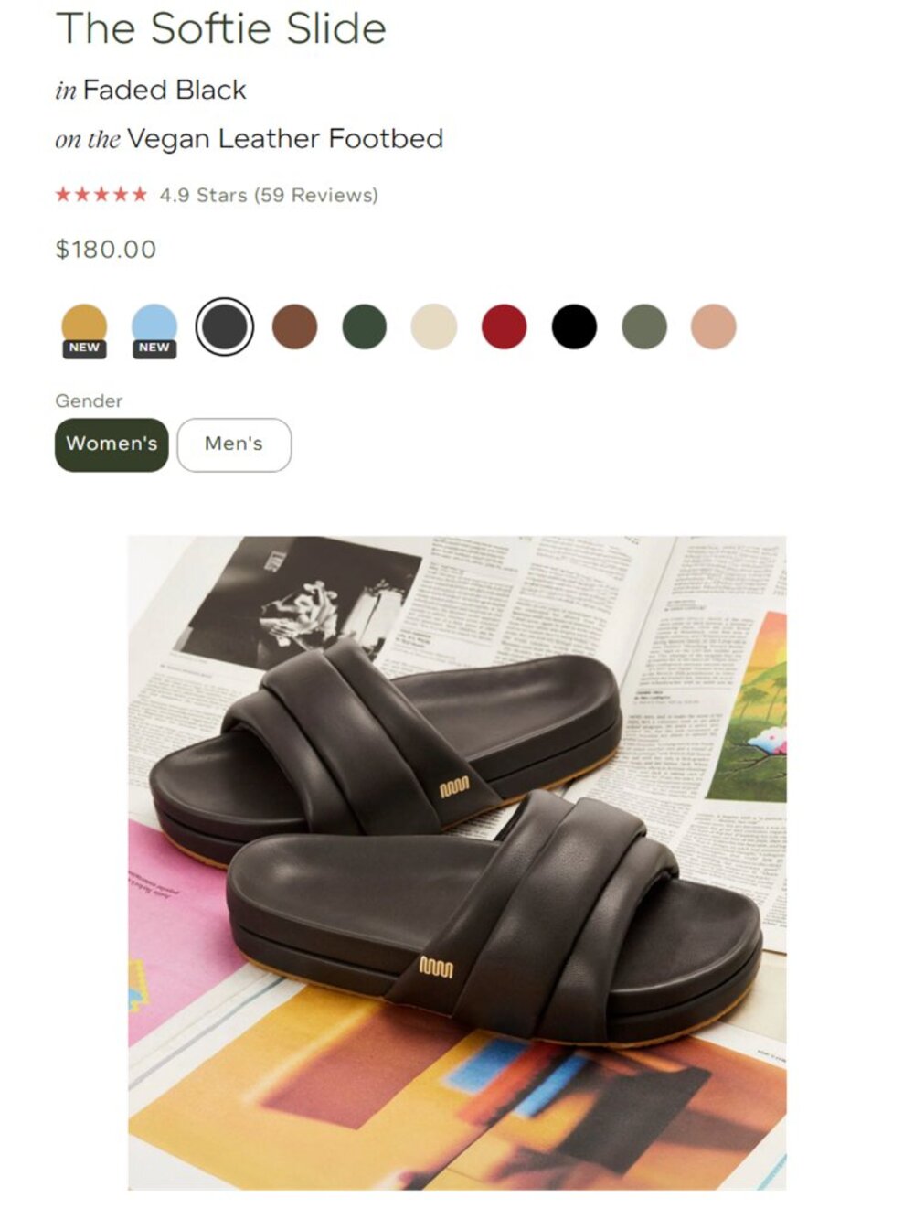 Commbi Softie Slide Sandal Vegan Leather Unisex Faded Black Size 8 - Like New - Picture 6 of 16